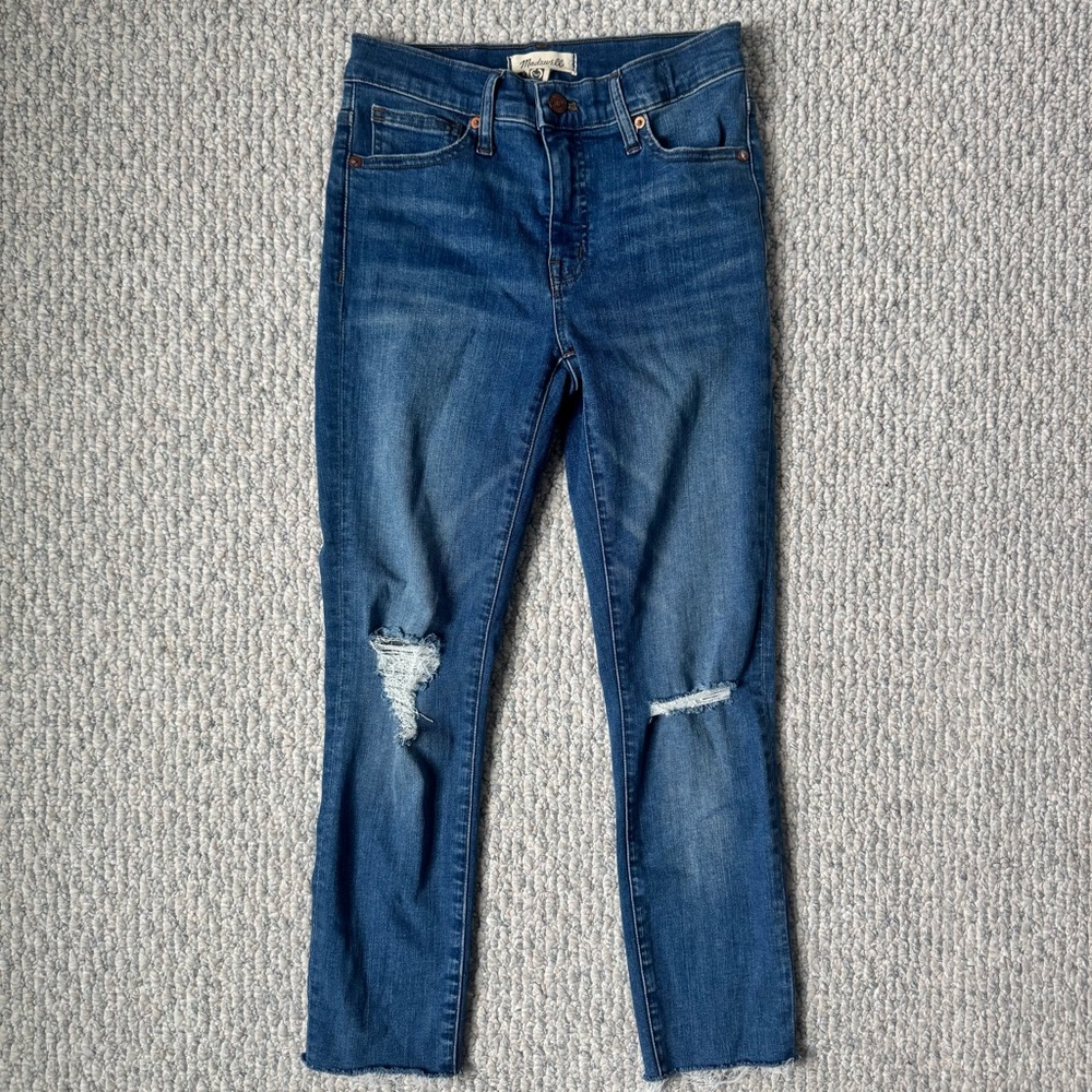 Madewell Mid Rise Distressed Skinny Jeans